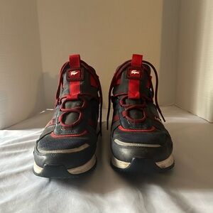 Lacoste Hiking Sneakers Black Red Trail Outdoor Lace-Up Shoes